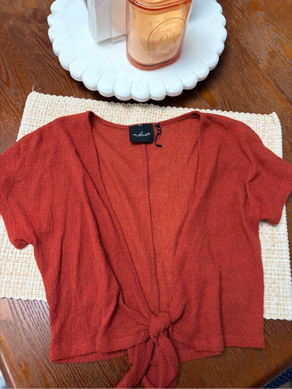 Urban Outfitters Rust Tie-Front Crop Top